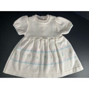 LITTLE SHOW OFFS Girls 12 mos Knit Dress Pastel Flowers Vtg